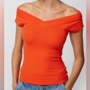 Urban Outfitters BDG Shannen V-Neck Tank Top Orange Small Ribbed Stretchy Shirt